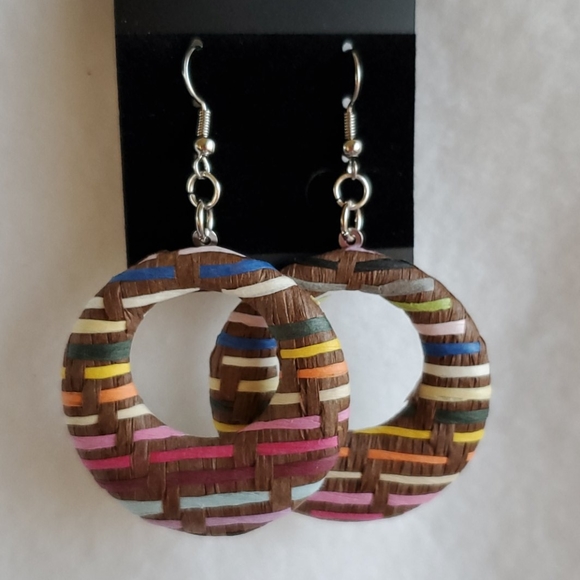 Occasion Creations Co Jewelry - Womens brown multicolor woven texture earrings